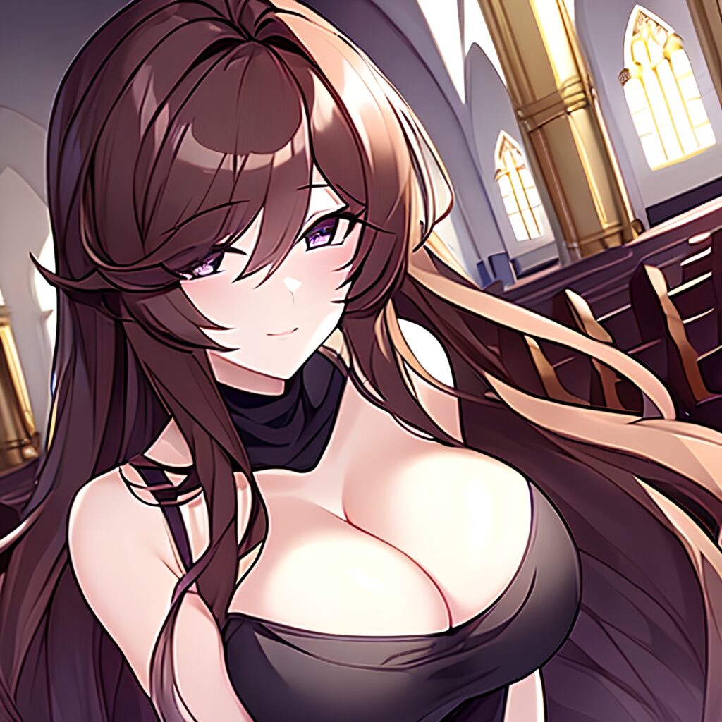 messy hair woman long hair brunette church fishnet 