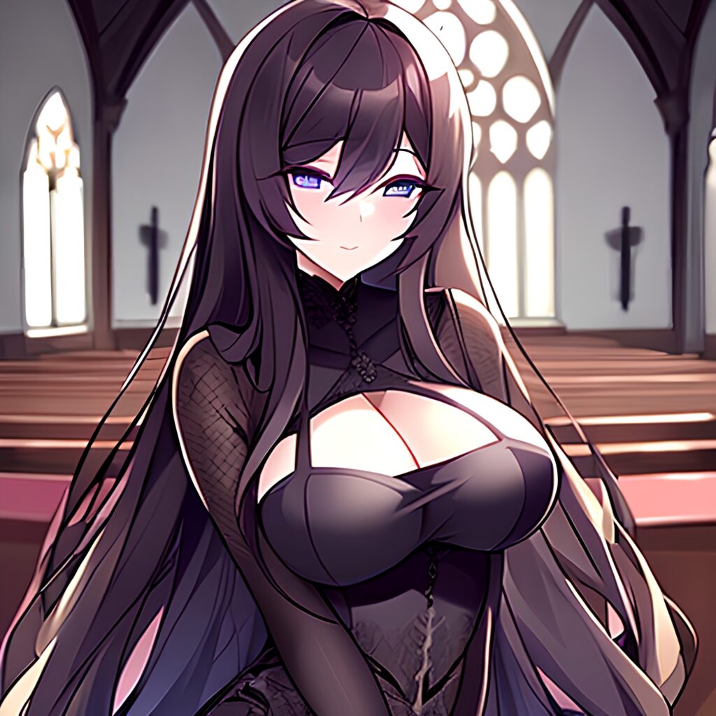 messy hair woman long hair church brunette fishnet 