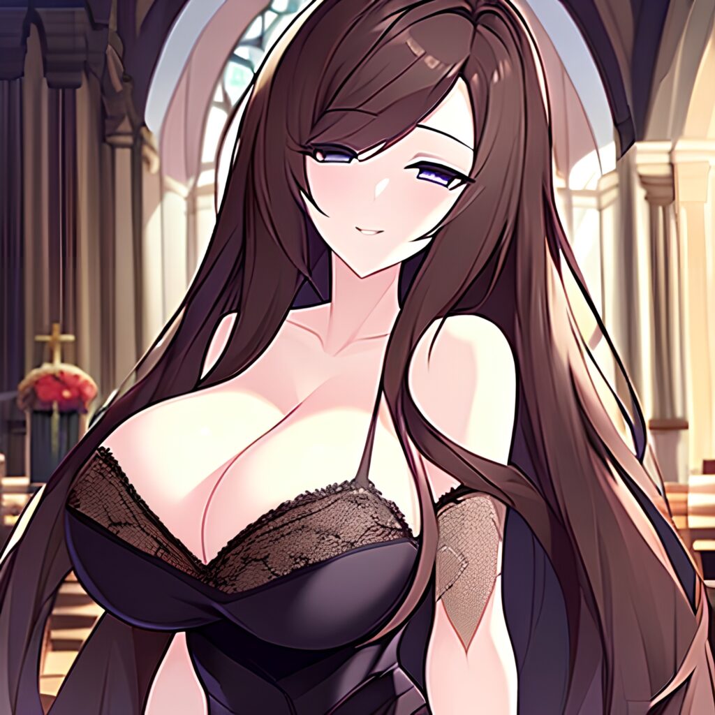 messy hair woman long hair church fishnet brunette