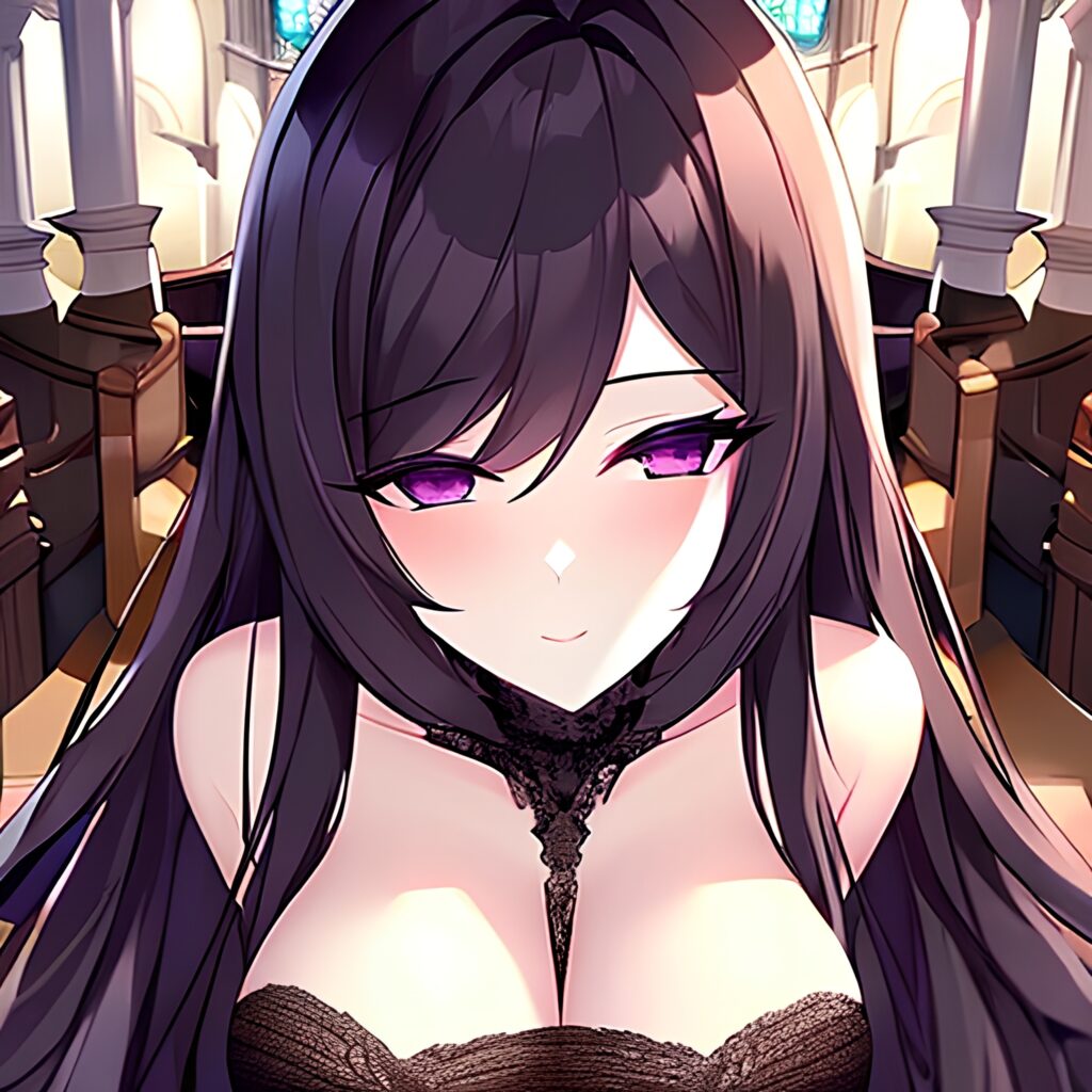 messy hair woman long hair fishnet brunette church 