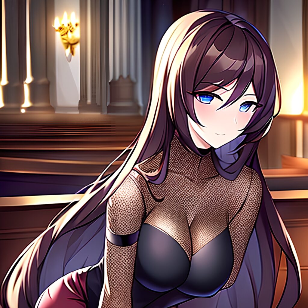 messy hair woman long hair fishnet church brunette 