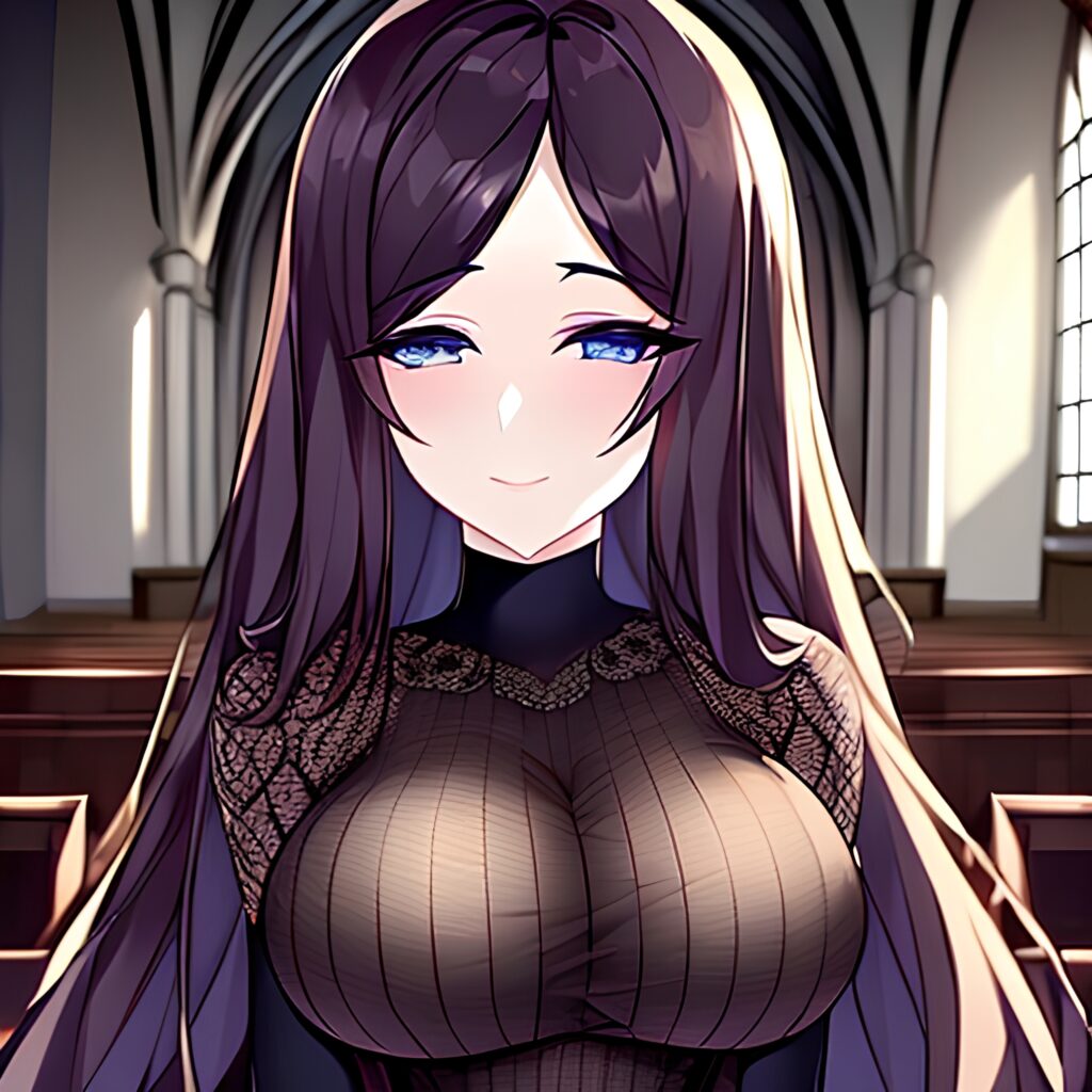 messy hair woman long hair fishnet church brunette