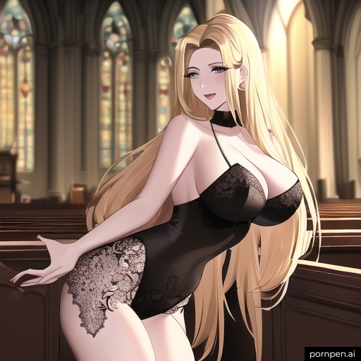 small boobs front view long hair fishnet woman nude church blonde 