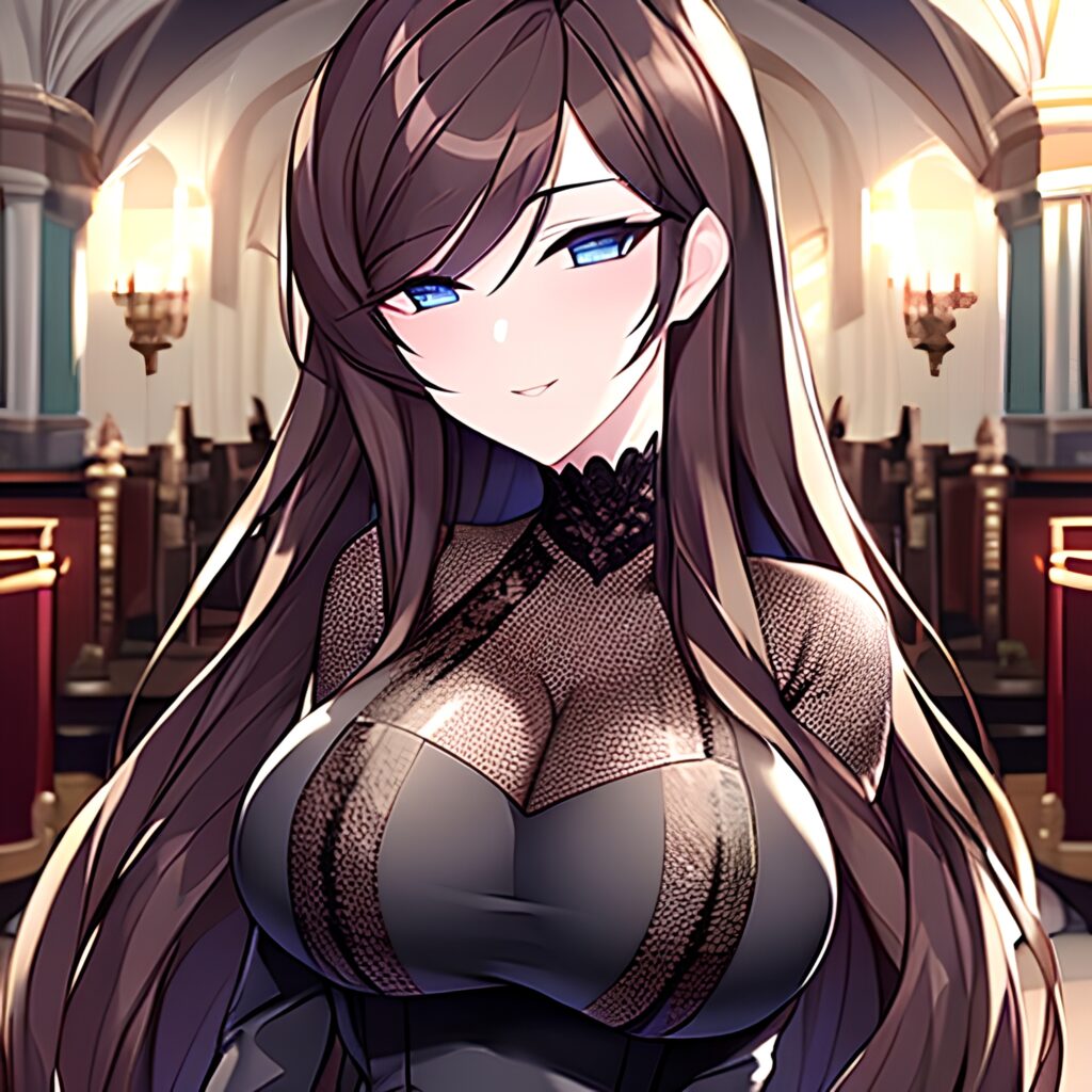 woman brunette church long hair fishnet messy hair 