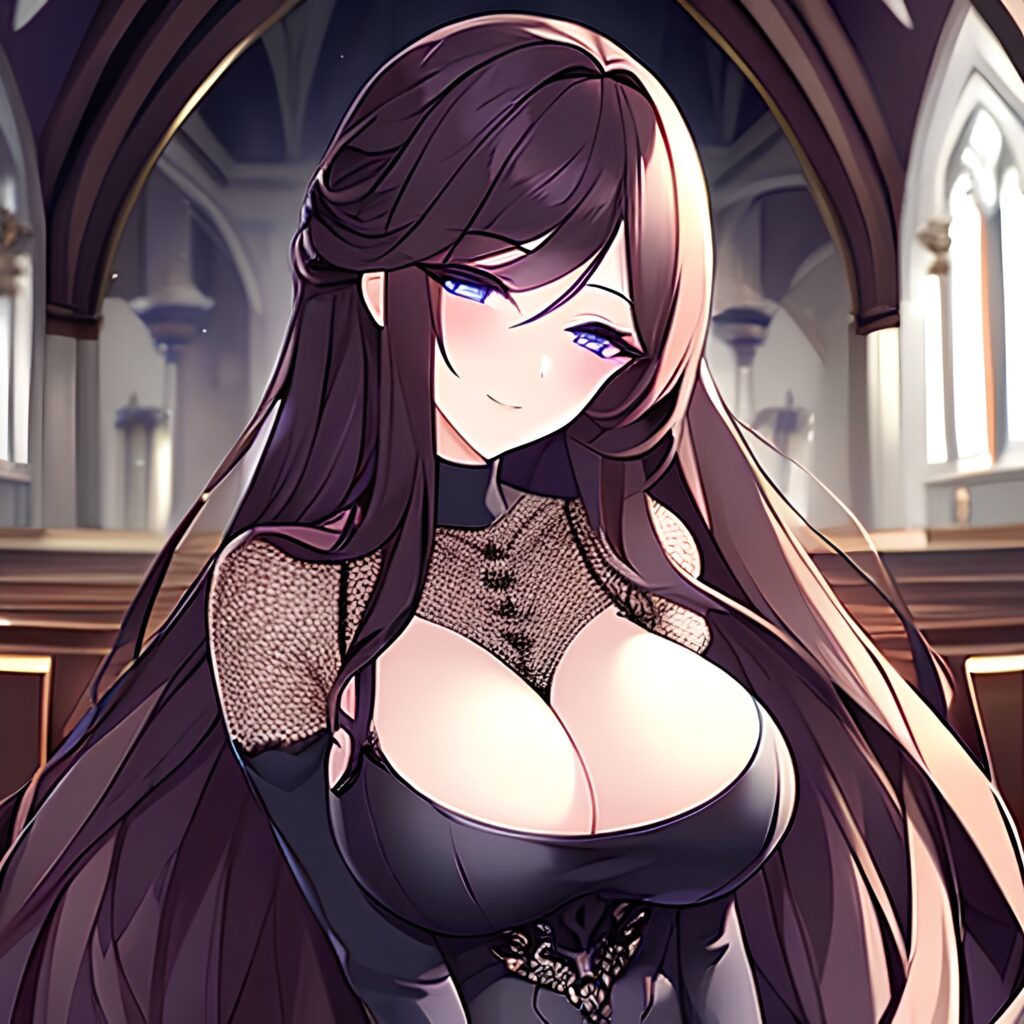 woman brunette church long hair messy hair fishnet