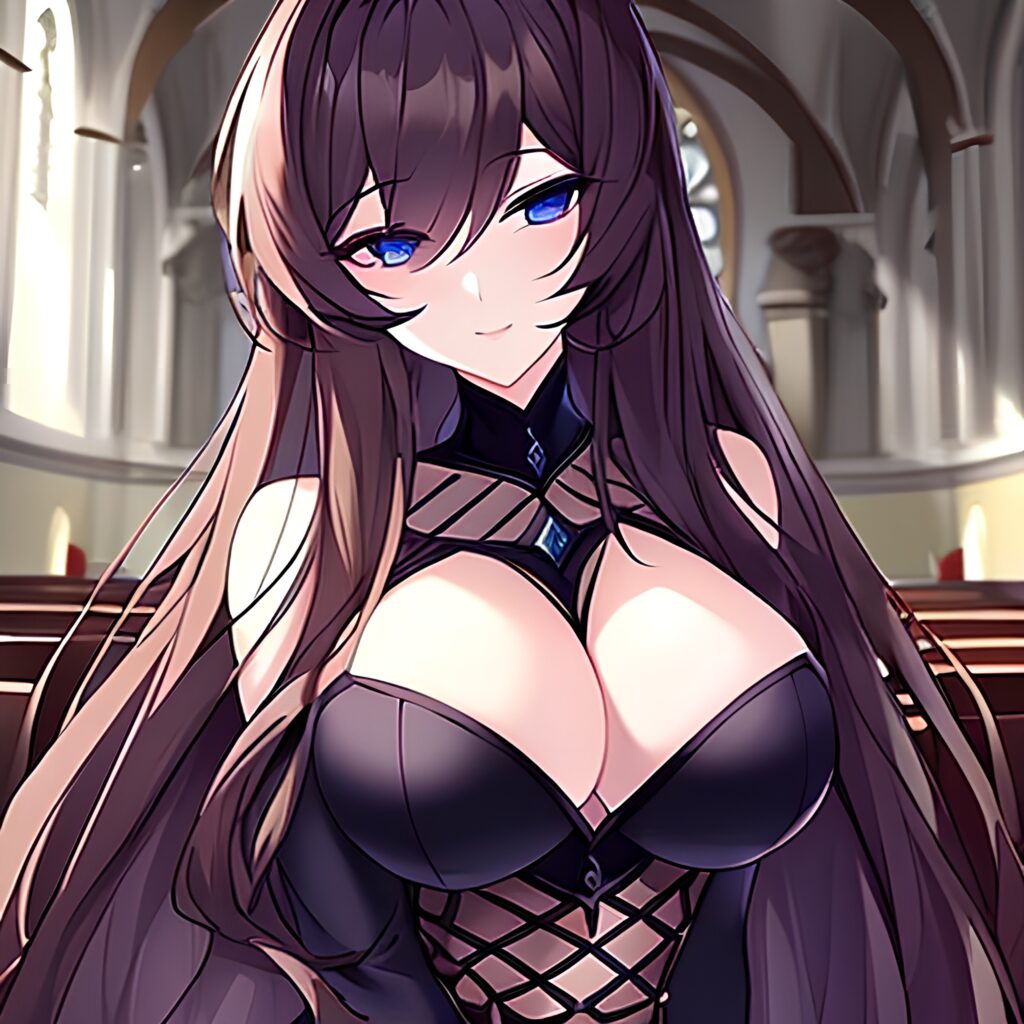 woman brunette fishnet church messy hair long hair 