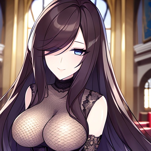 woman brunette fishnet church messy hair long hair 