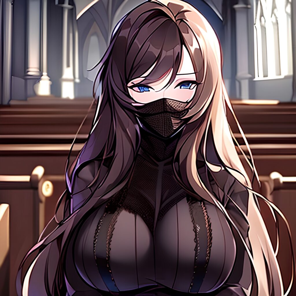 woman brunette fishnet long hair messy hair church 