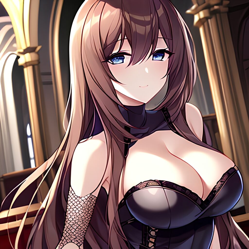 woman brunette fishnet messy hair long hair church 