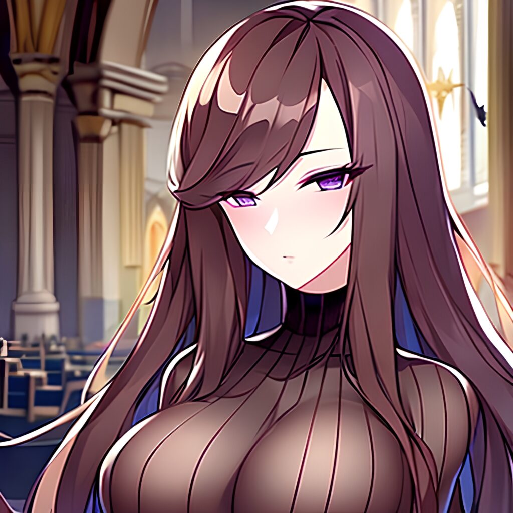 woman church brunette fishnet messy hair long hair 