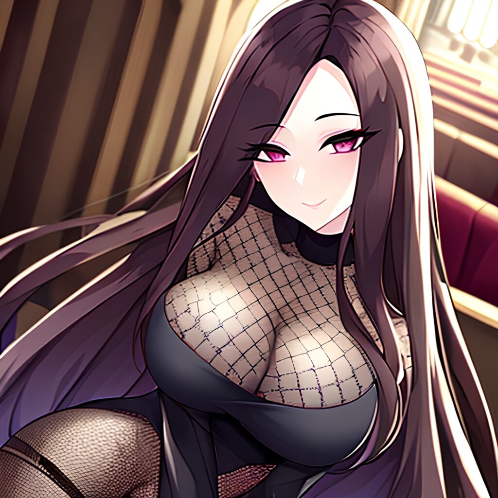 woman church long hair brunette fishnet messy hair 