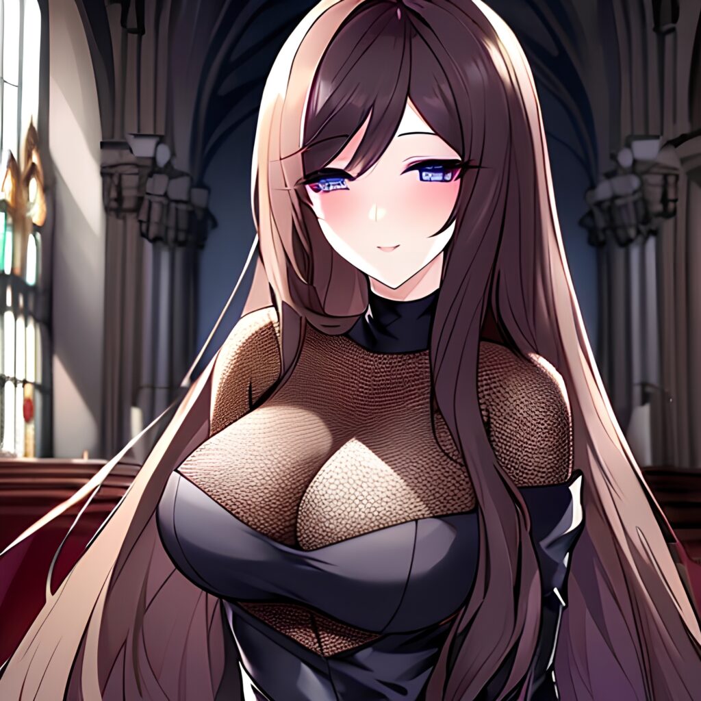 woman church long hair messy hair fishnet brunette 