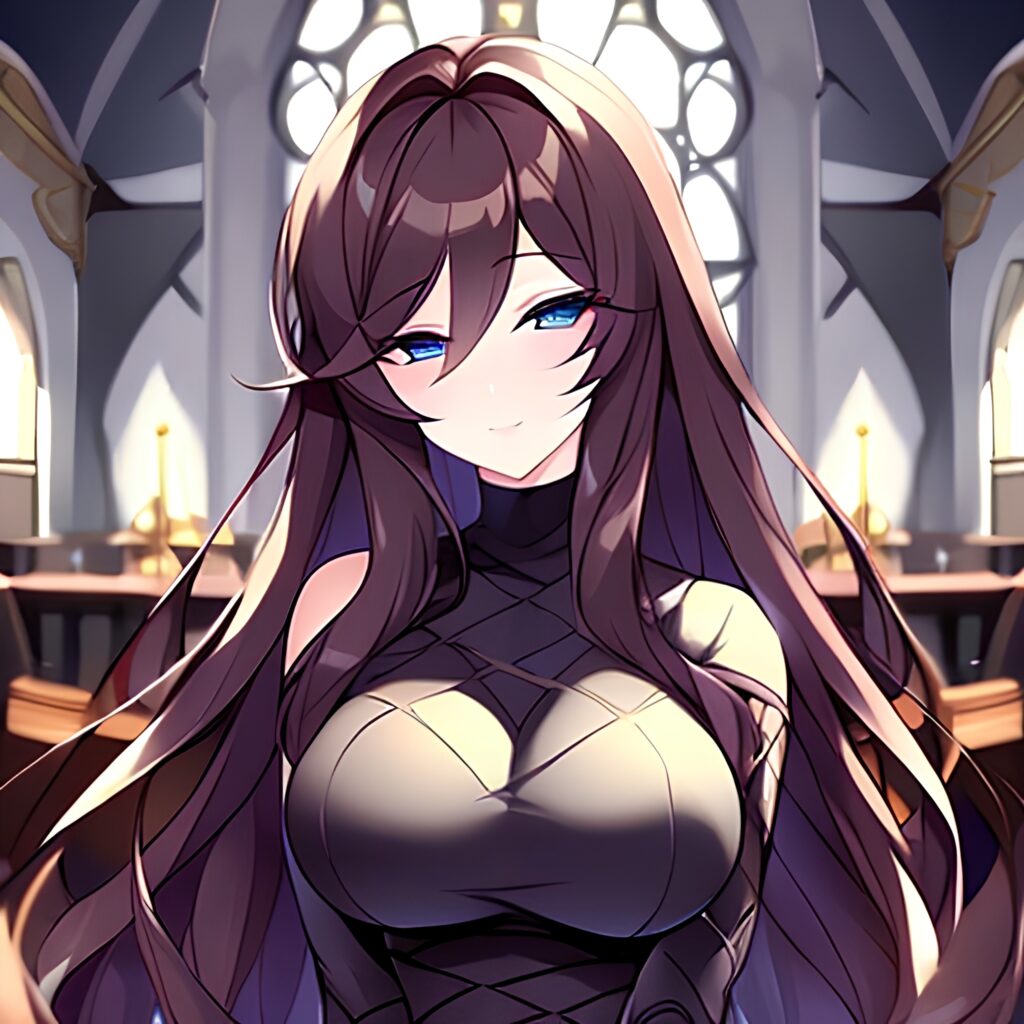 woman church messy hair fishnet long hair brunette 