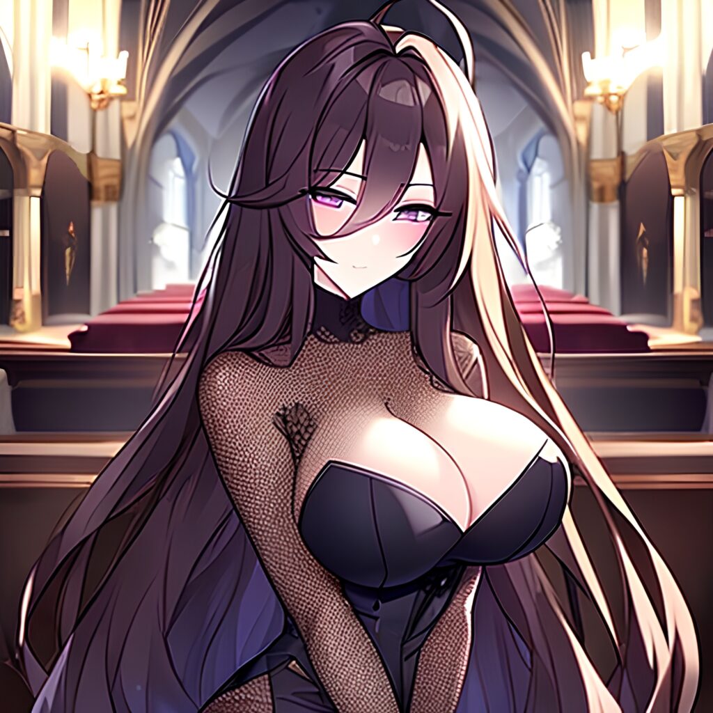 woman church messy hair long hair fishnet brunette 