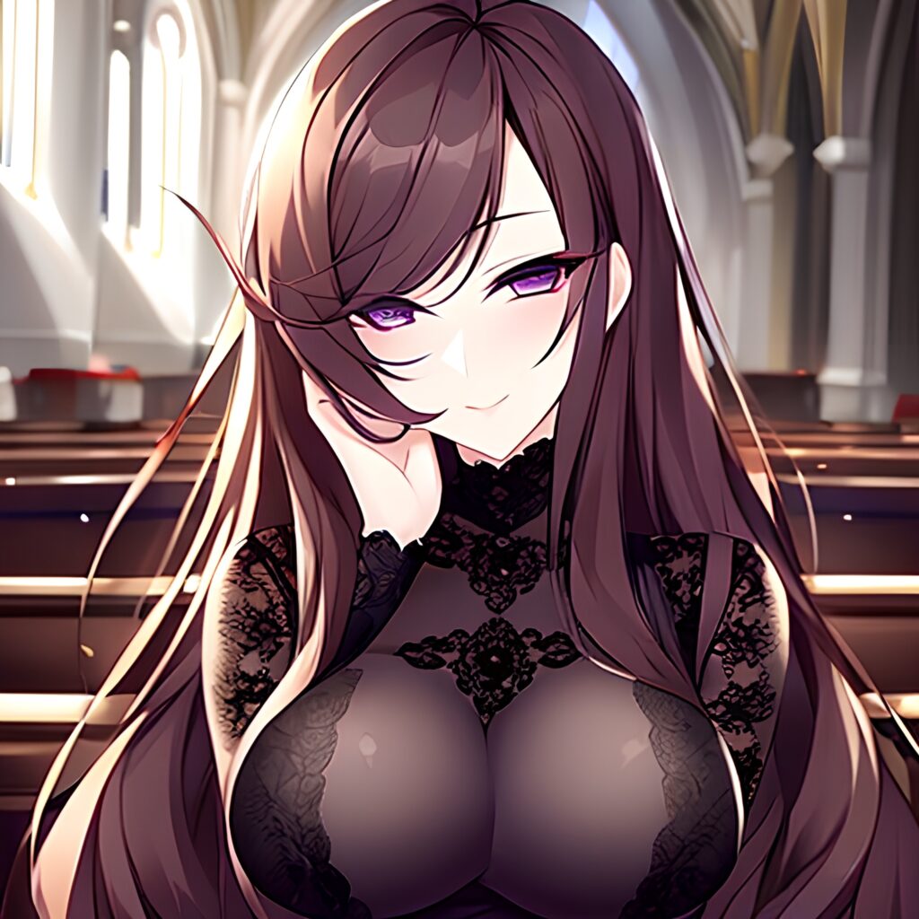 woman church messy hair long hair fishnet brunette 