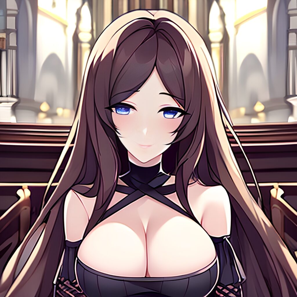 woman fishnet brunette messy hair church long hair 