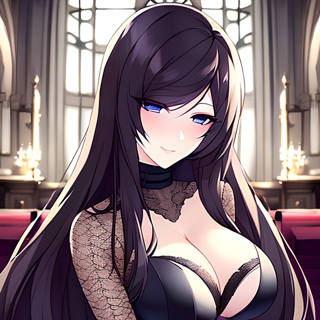 woman fishnet church brunette messy hair long hair 