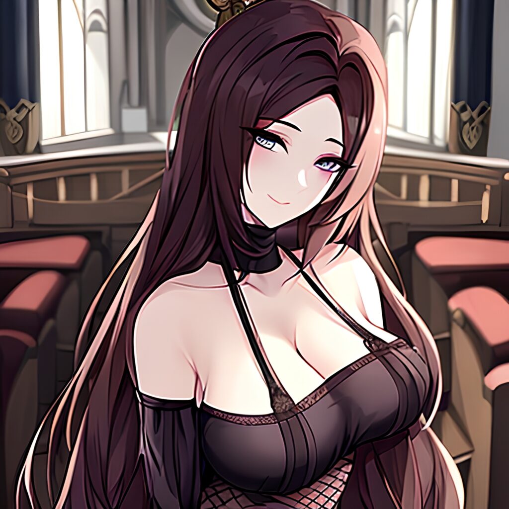 woman fishnet church brunette messy hair long hair 