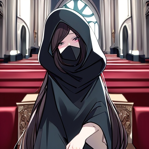 woman fishnet church long hair brunette messy hair 