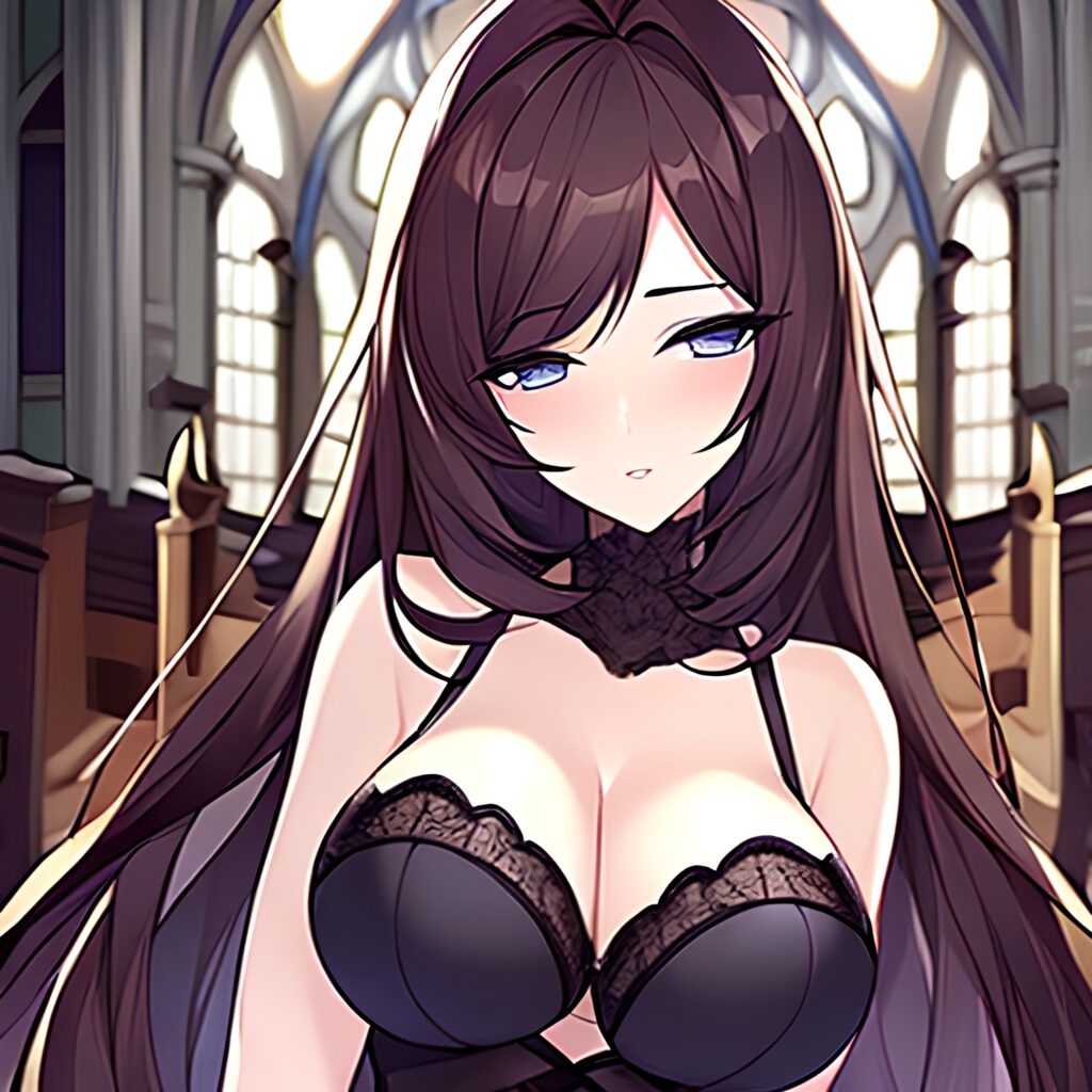 woman fishnet long hair brunette church messy hair 