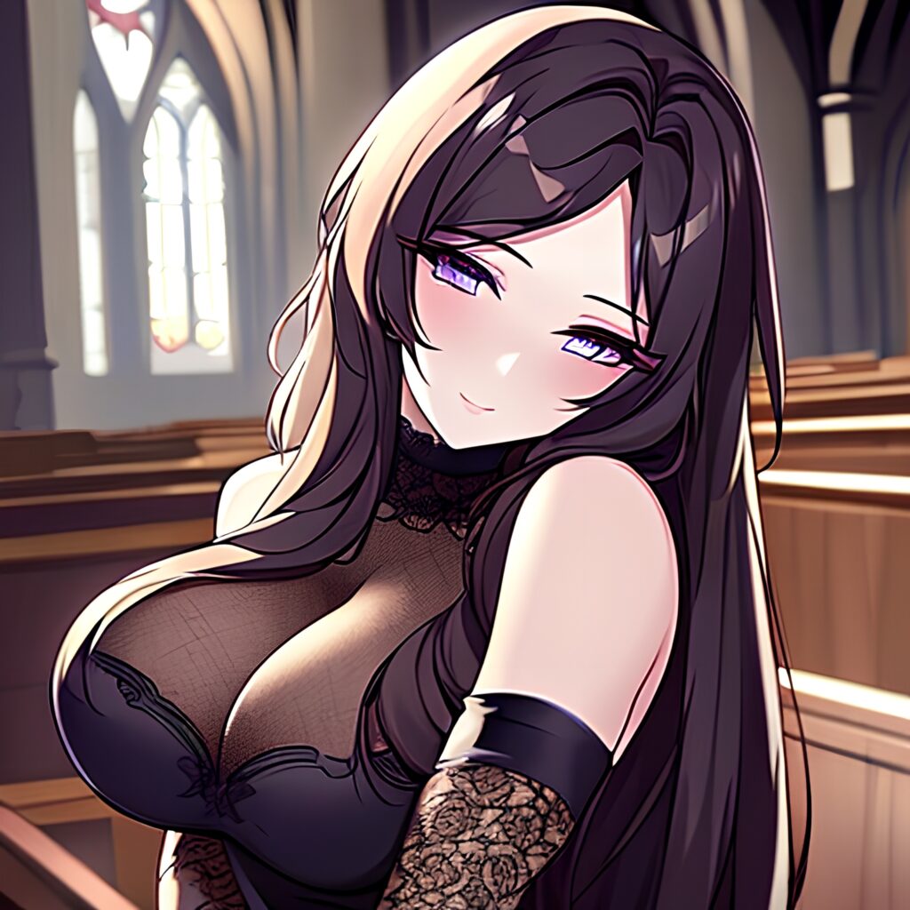 woman fishnet messy hair church brunette long hair 