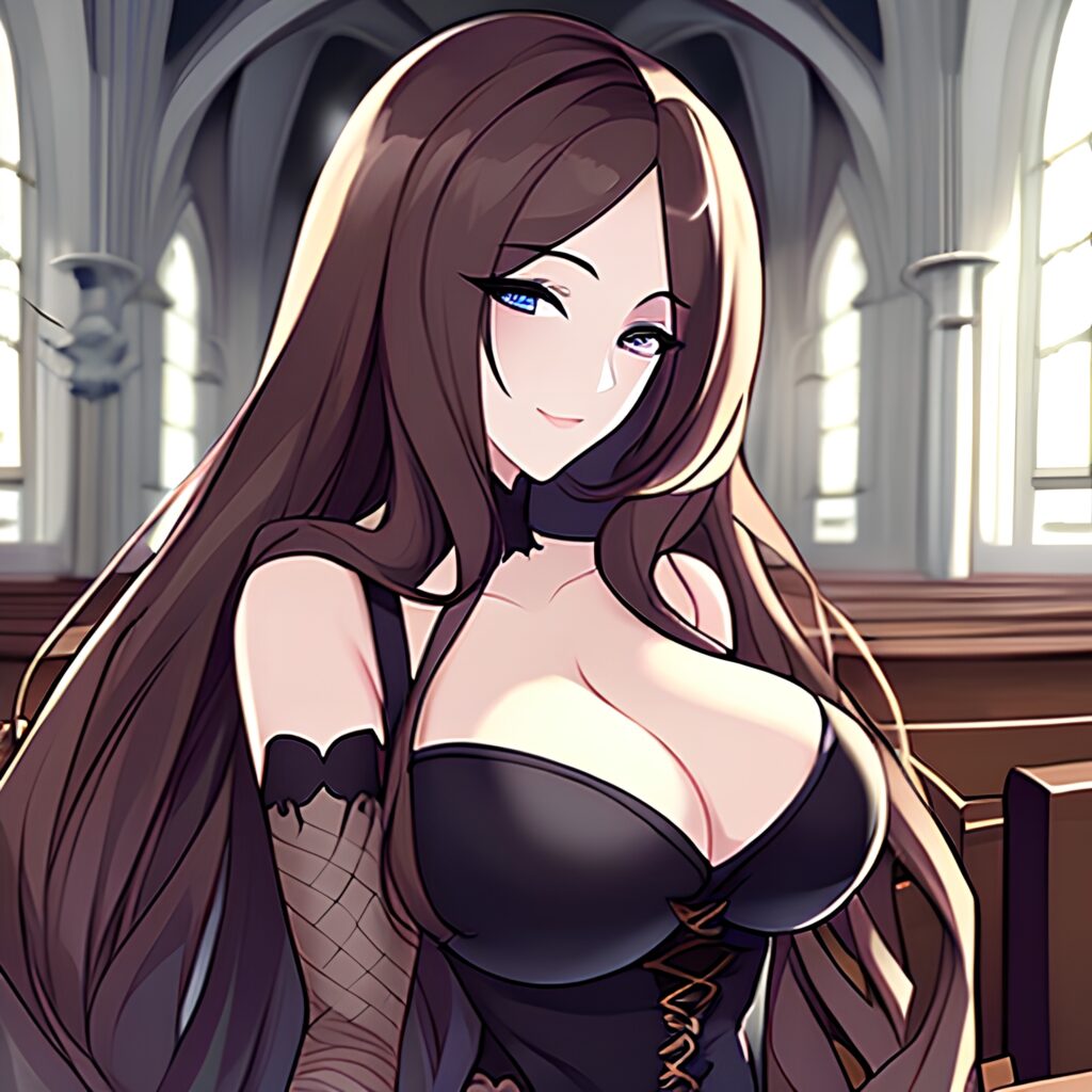 woman fishnet messy hair church brunette long hair 