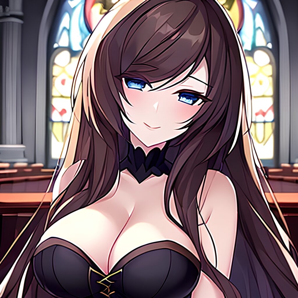 woman long hair brunette church fishnet messy hair 