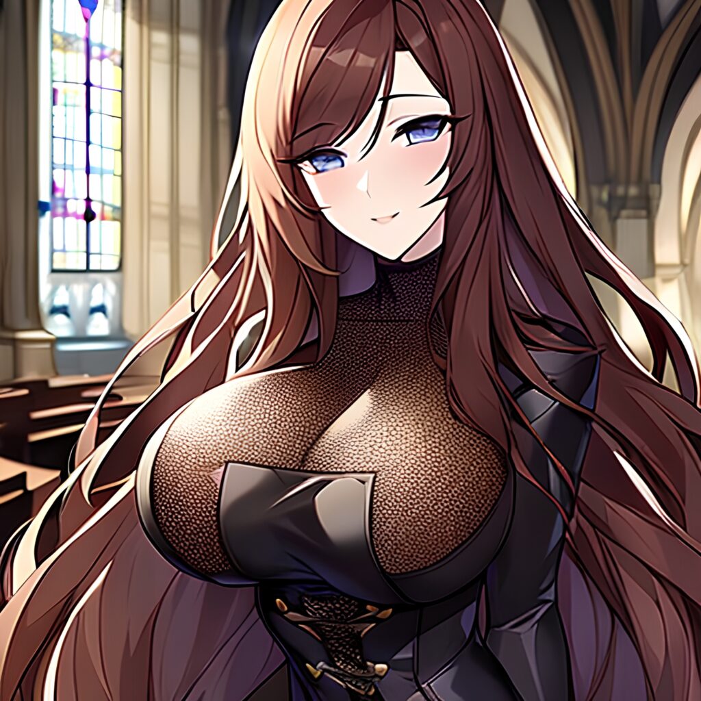 woman long hair brunette fishnet church messy hair 