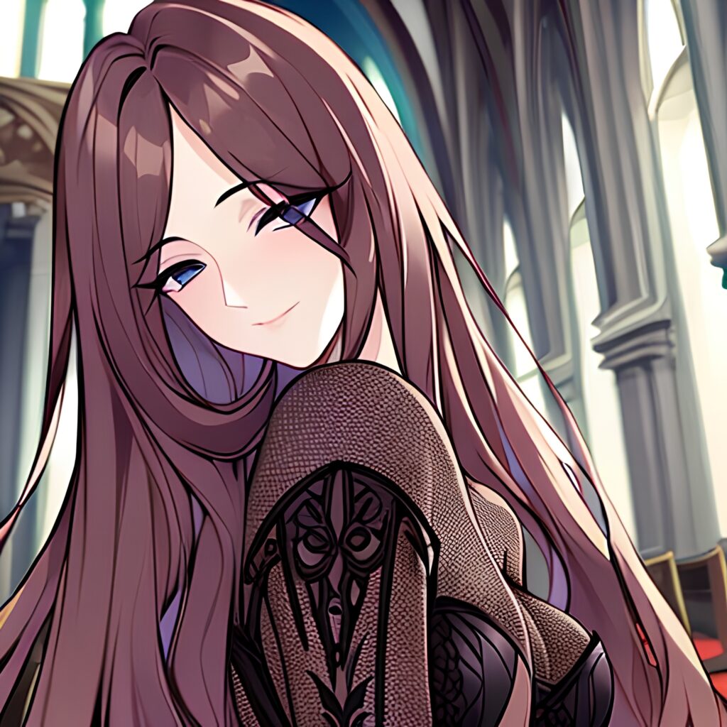 woman long hair brunette fishnet messy hair church 