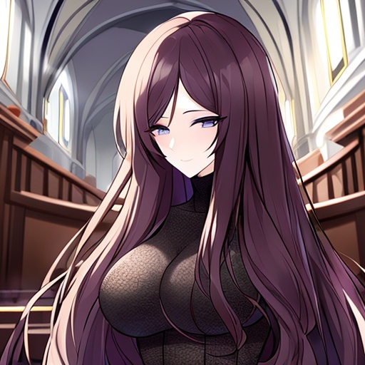 woman long hair church fishnet brunette messy hair 