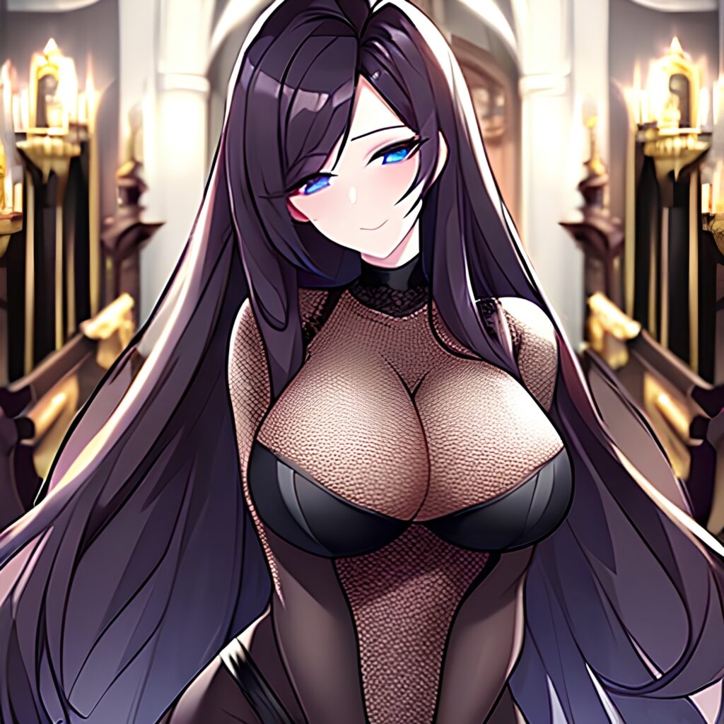 woman long hair fishnet church messy hair brunette 