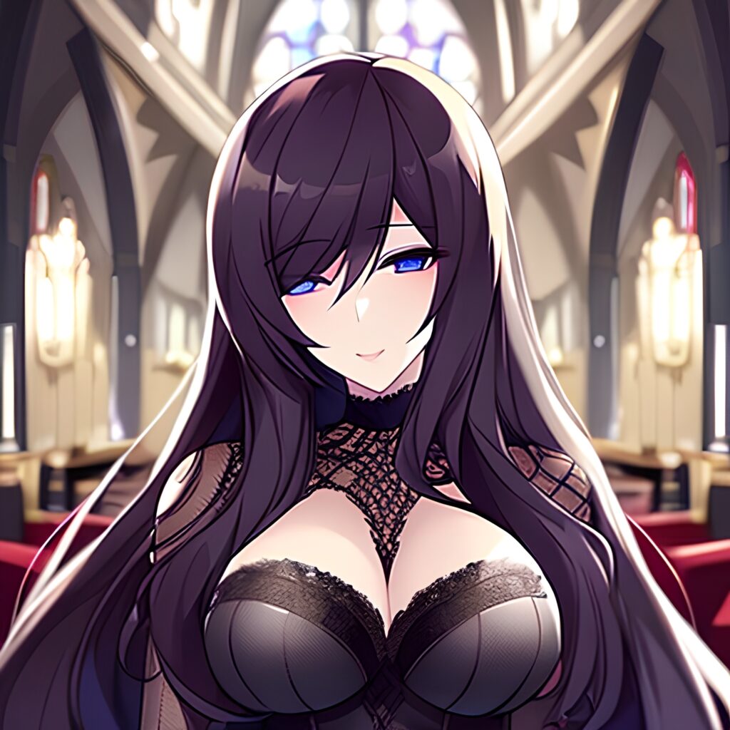 woman long hair fishnet messy hair church brunette 