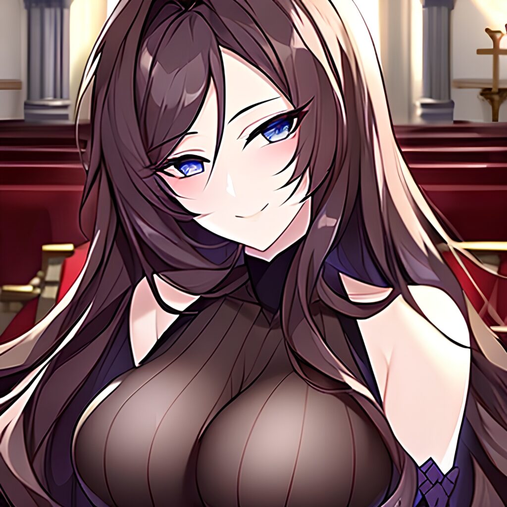 woman long hair messy hair church fishnet brunette 