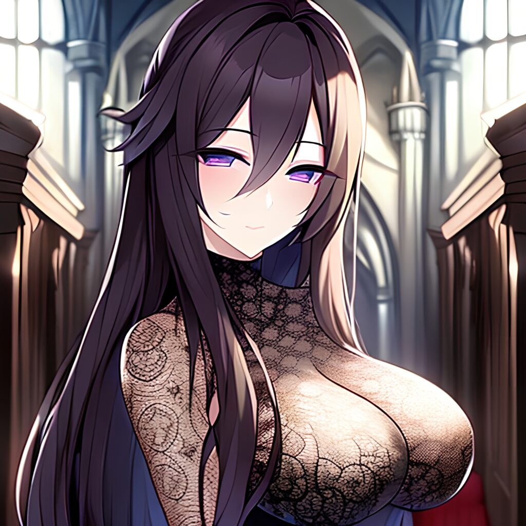 woman long hair messy hair fishnet brunette church 