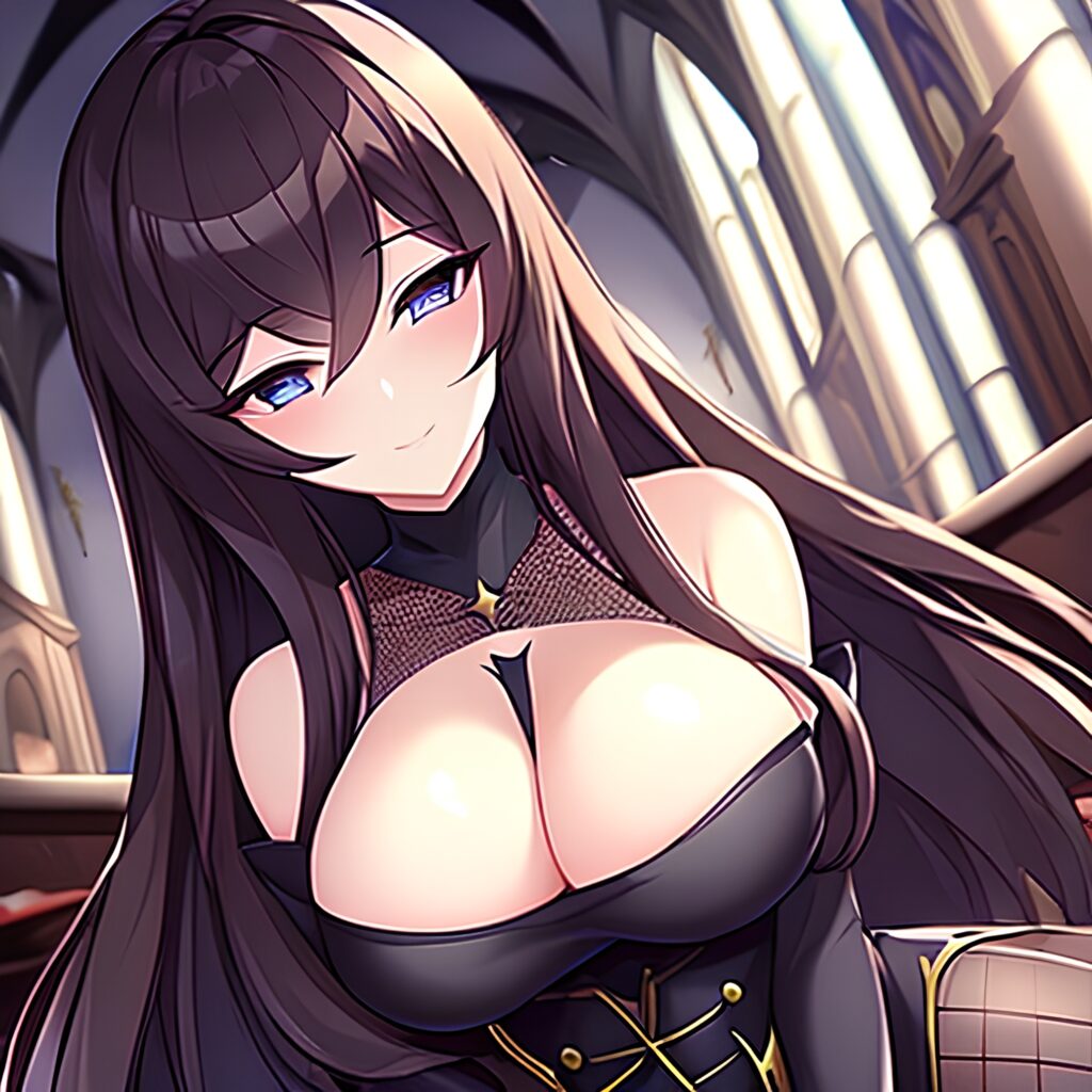 woman messy hair brunette church fishnet long hair