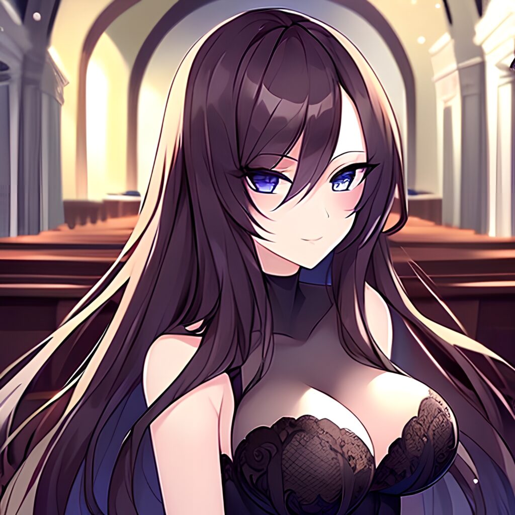 woman messy hair brunette fishnet church long hair 