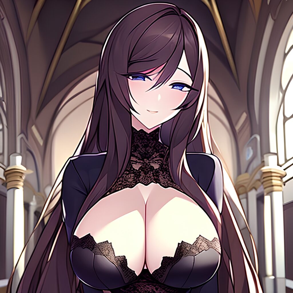 woman messy hair brunette long hair church fishnet 