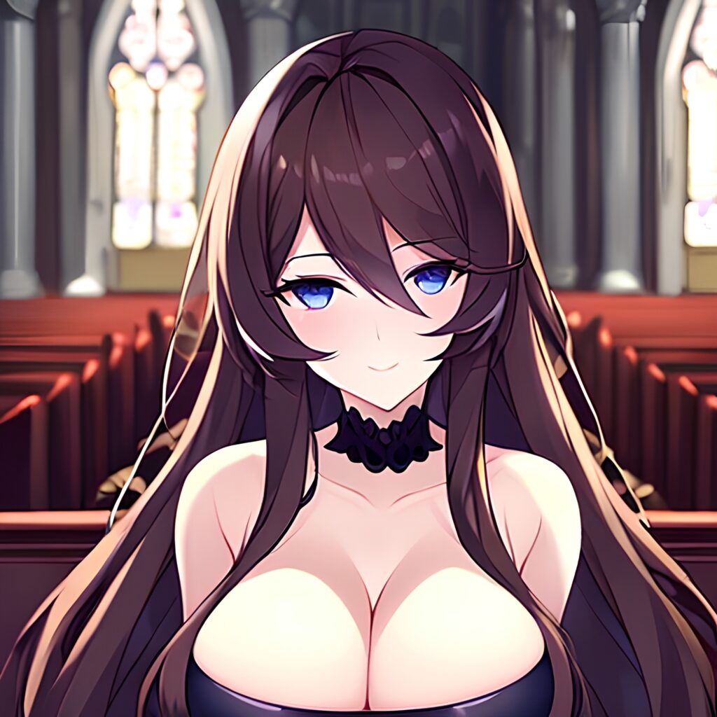 woman messy hair brunette long hair fishnet church 