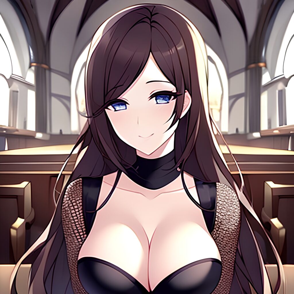 woman messy hair brunette long hair fishnet church
