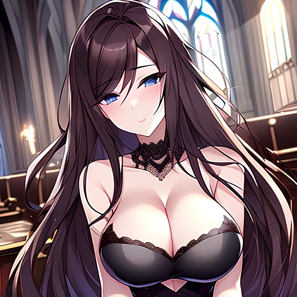 woman messy hair church brunette fishnet long hair 