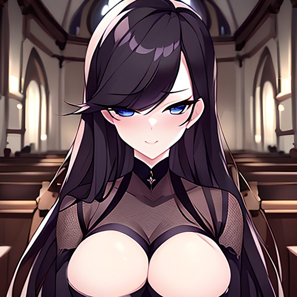 woman messy hair church fishnet brunette long hair 