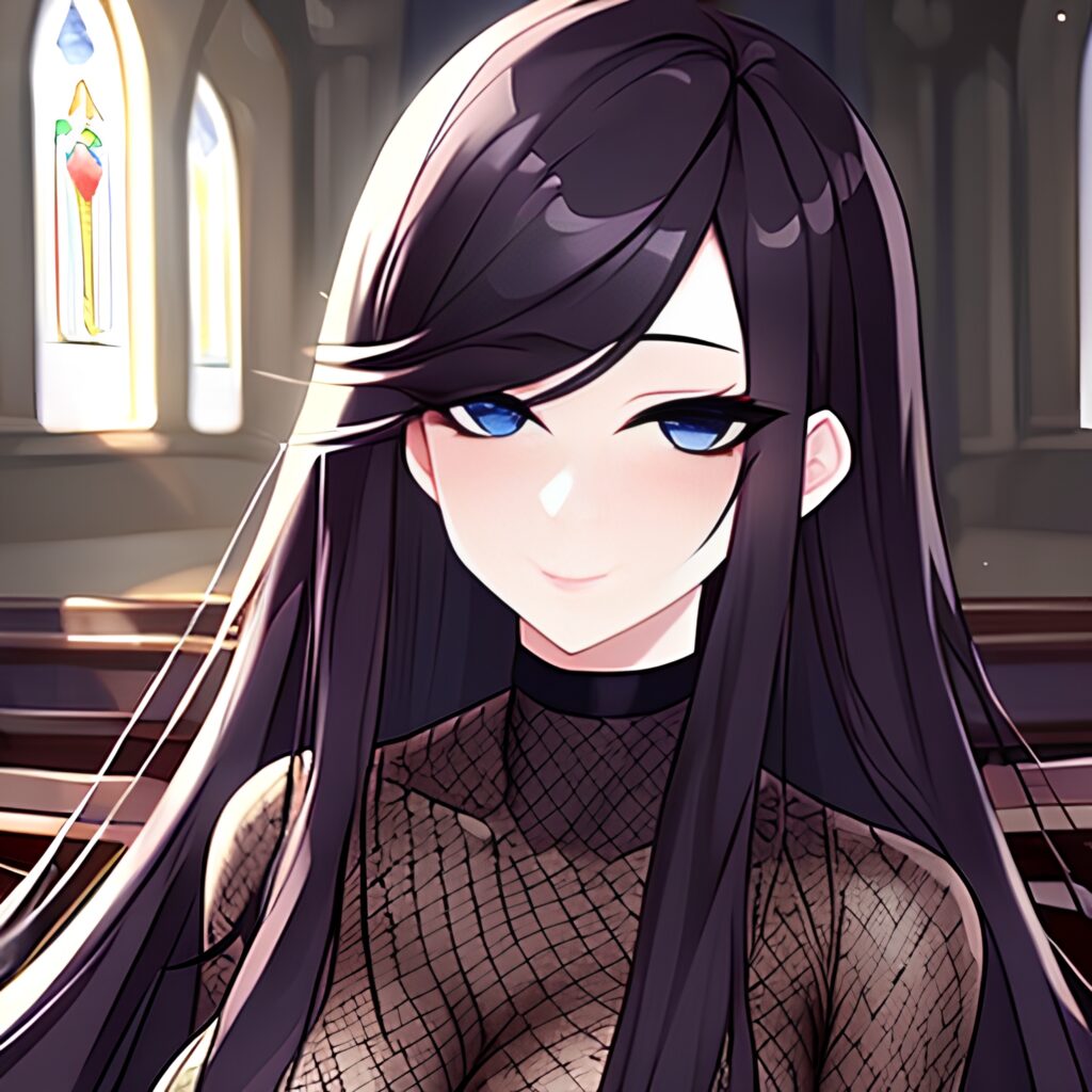 woman messy hair fishnet church brunette long hair 