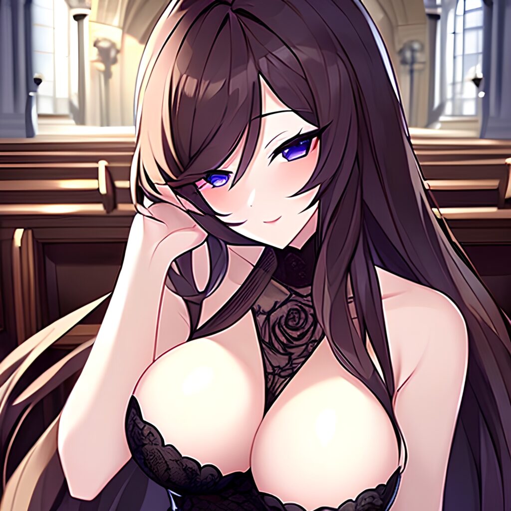 woman messy hair fishnet long hair church brunette 