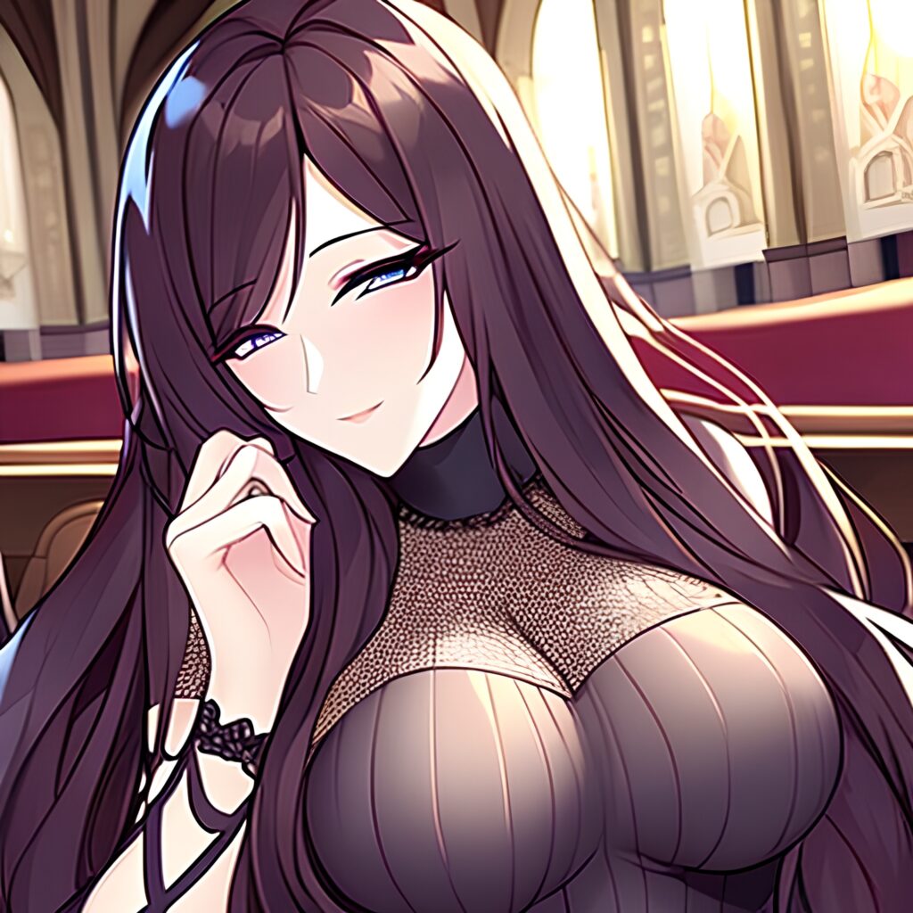 woman messy hair long hair brunette fishnet church 