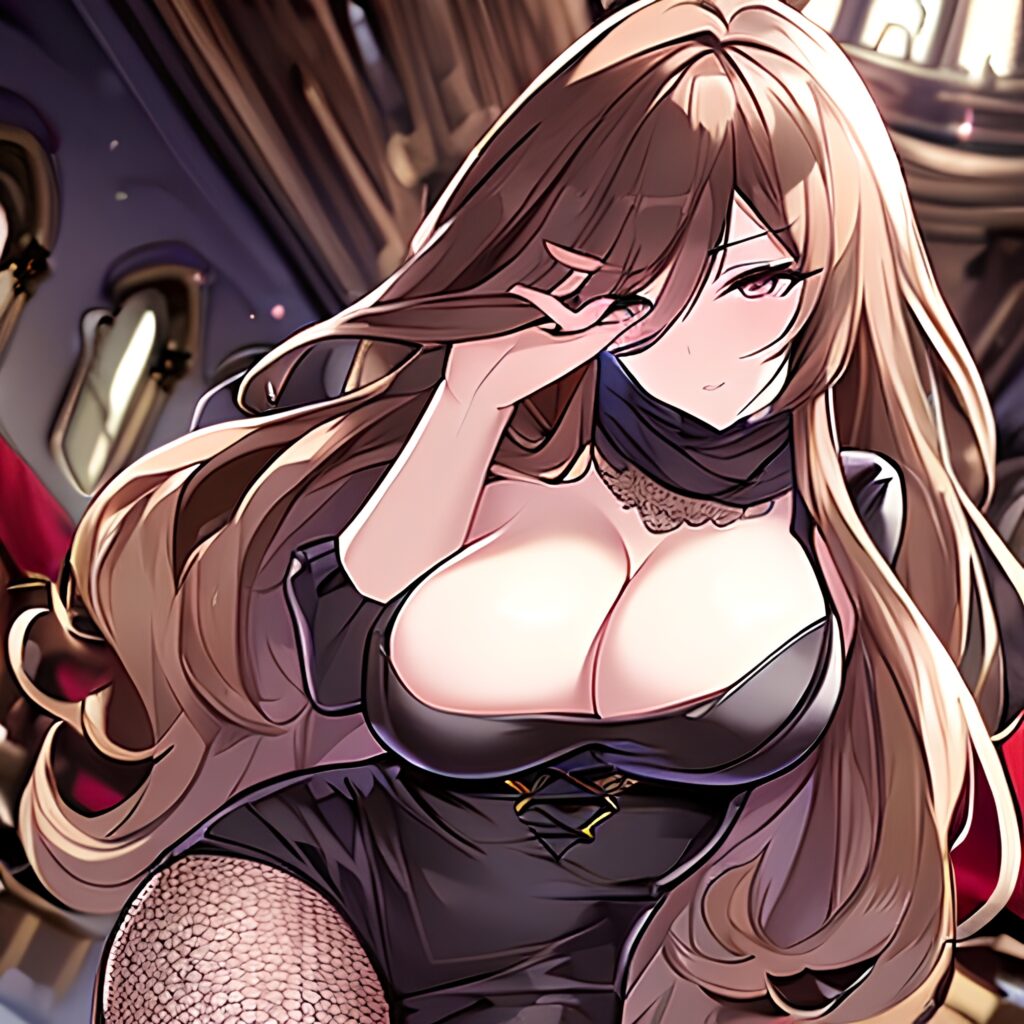 woman messy hair long hair fishnet brunette church 