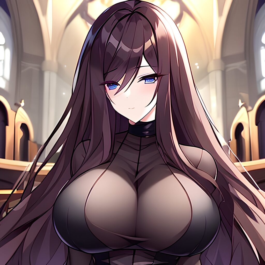 woman messy hair long hair fishnet brunette church 