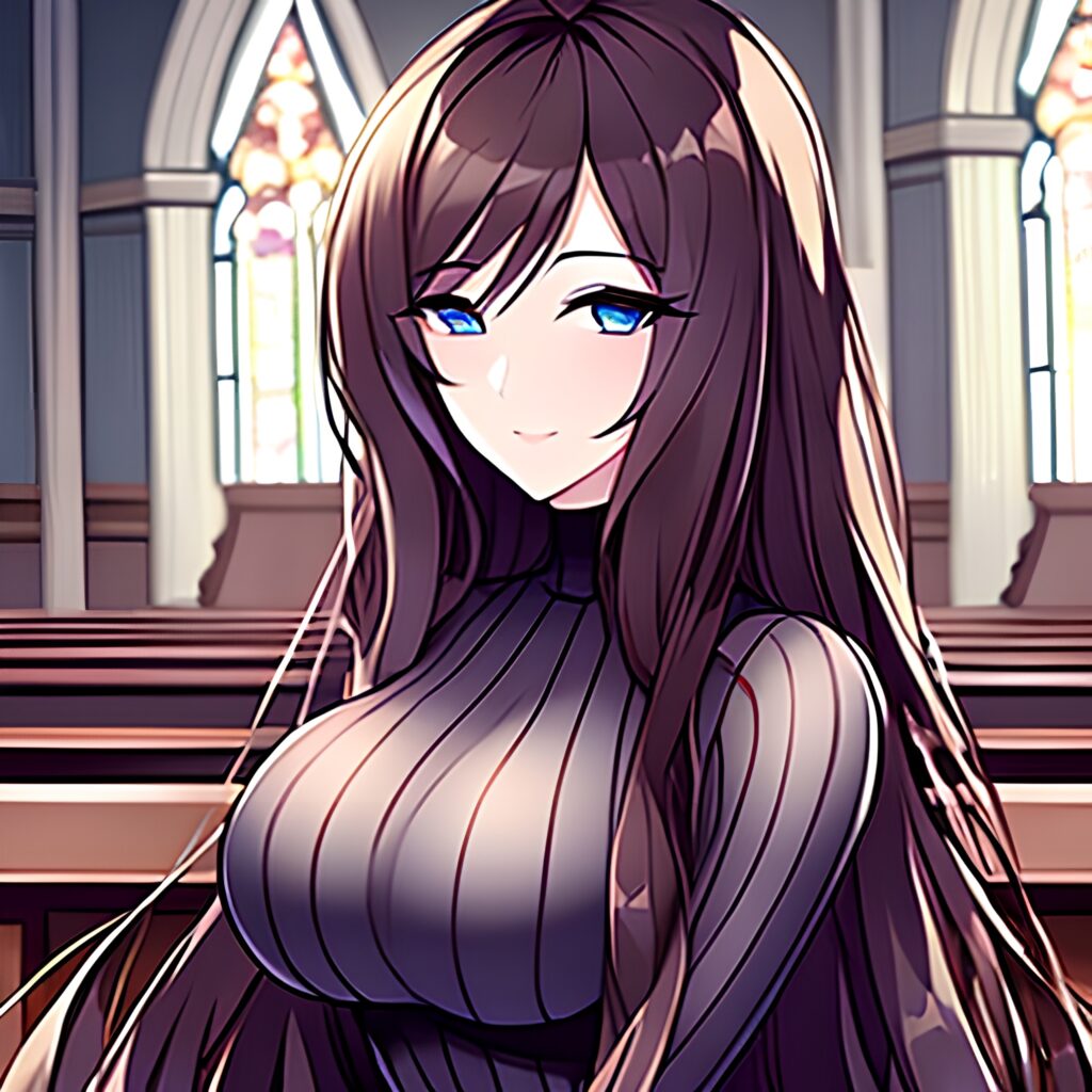 woman messy hair long hair fishnet brunette church 