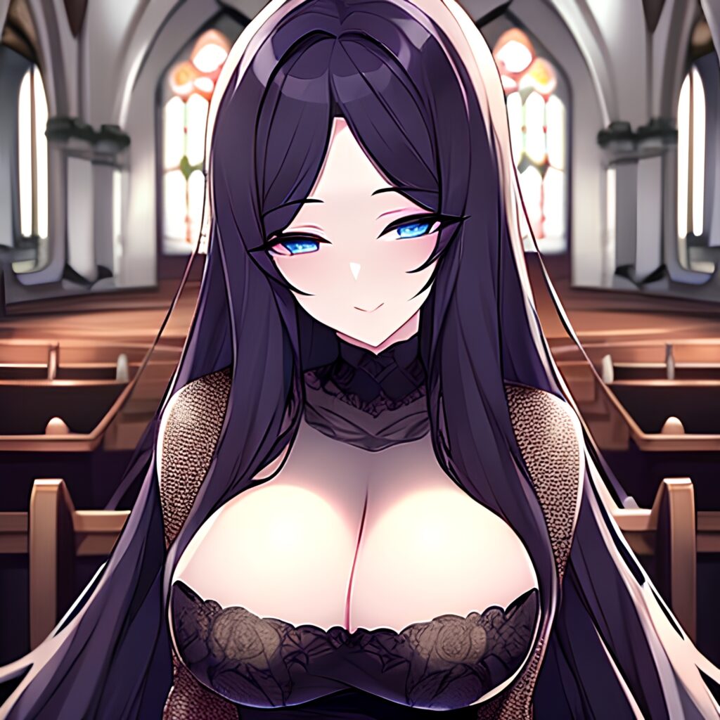 woman messy hair long hair fishnet church brunette 