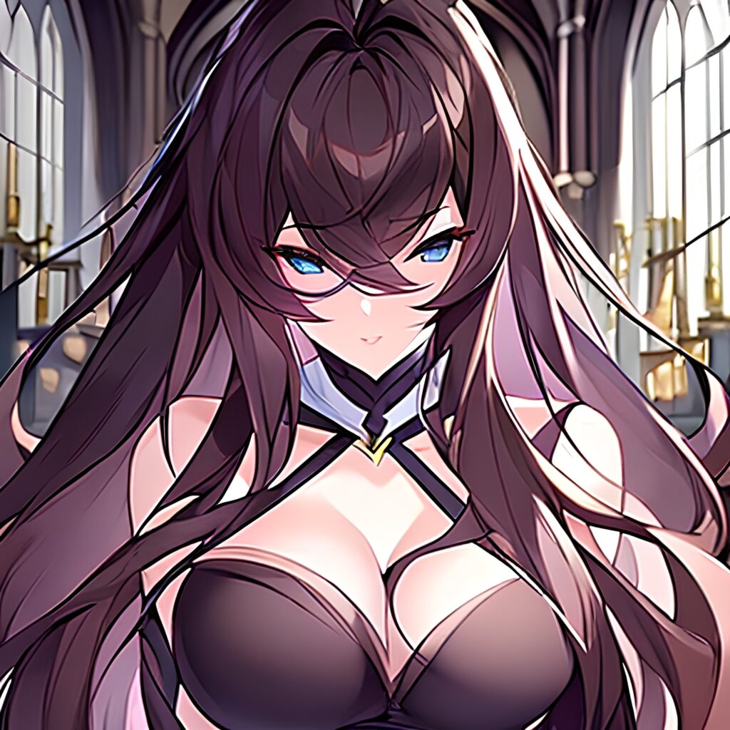 brunette fishnet messy hair long hair church woman 