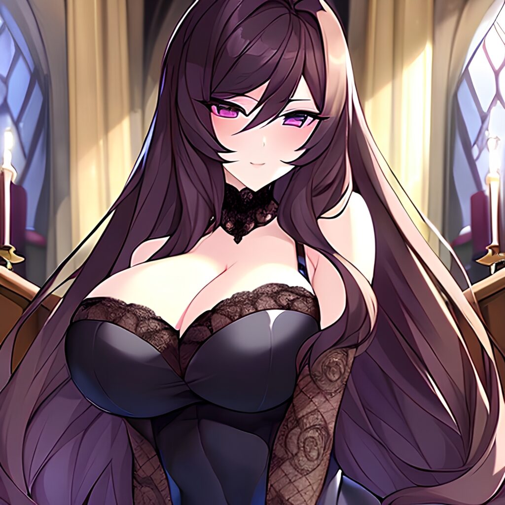 brunette fishnet woman messy hair long hair church
